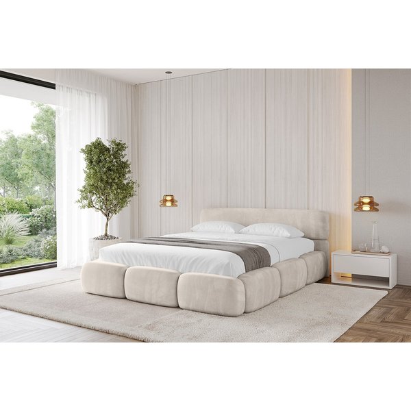 ALTDECOR Polsterbett ELVA-v1 (Polsterbett mit Bettkasten und Lattenrost, Boxbett ohne Matratze), Doppelbett mit Stauraum, Bett mit Kopfteil