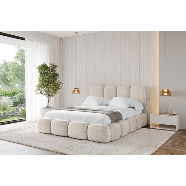 ALTDECOR Polsterbett KALA (Polsterbett mit Bettkasten und Lattenrost, Boxbett ohne Matratze), Doppelbett mit Stauraum, Bett mit Kopfteil