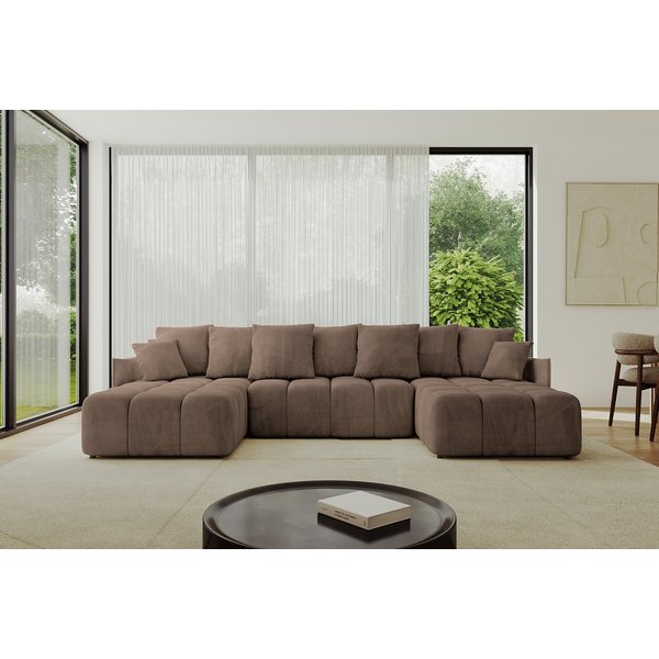 ALTDECOR Wohnlandschaft LONLI-U, Couch mit Schlaffunktion, Stauraum Wohnlandschaft Funktionsecke, Corner Sofa Bett Eckcouch Couch U-Form Schlafcouch Ausziehbar