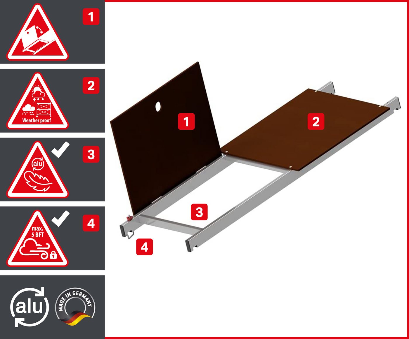 ALTEC Aluminium Arbeitsgerüst AluCombine 3.0, Alu Standgerüst mit Traverse & Wandanker, maximale Arbeitshöhe 7 Meter – Bild 4 von 5