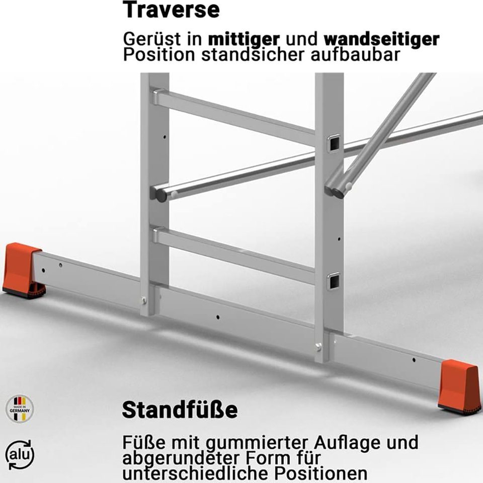 ALTEC Aluminium Arbeitsgerüst AluCombine 3.0, Alu Standgerüst mit Traverse & Wandanker, maximale Arbeitshöhe 7 Meter – Bild 5 von 5