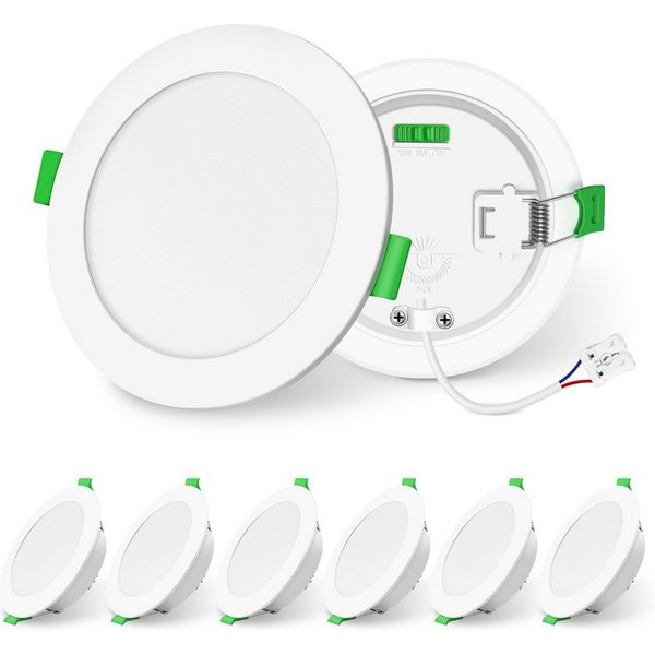 ALUSSO LED Einbauleuchte 6er-Set, Einbau-Spots, 3CCT, IP44, E-Klasse, dimmbar, 8W, 850lm, Weiß