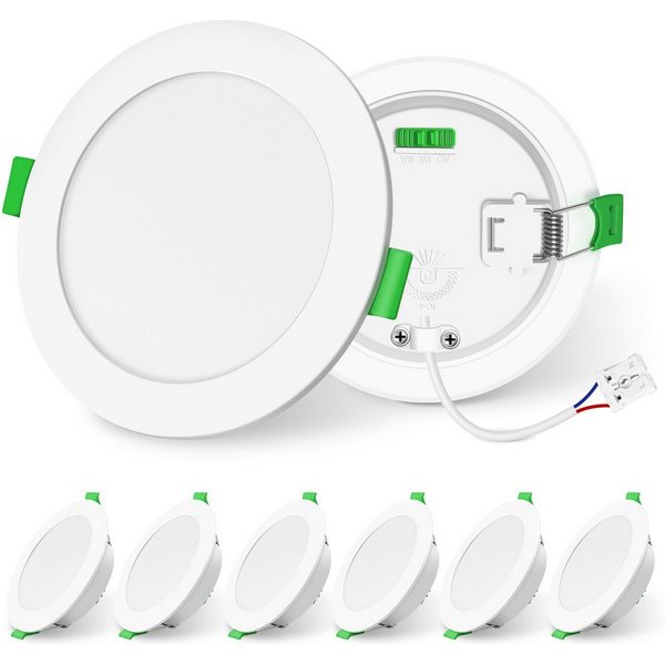 ALUSSO LED Einbauleuchte 6er-Set, Einbau-Spots, 3CCT, IP44, E-Klasse, dimmbar, 10W, 1050lm, Weiß