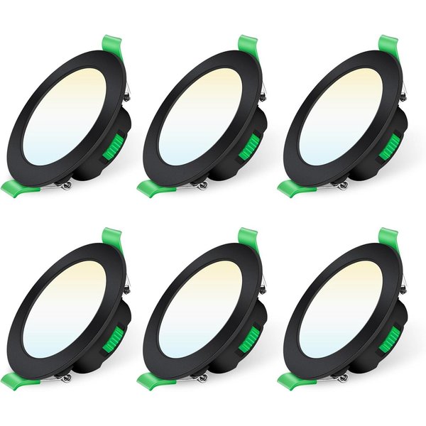ALUSSO LED Einbaustrahler 6er-Set, 7W Decken Leuchte, 68mm Flach Strahler Dimmbar Spot, Helligkeit von 10 % bis 100 %, Rund, Schwarz