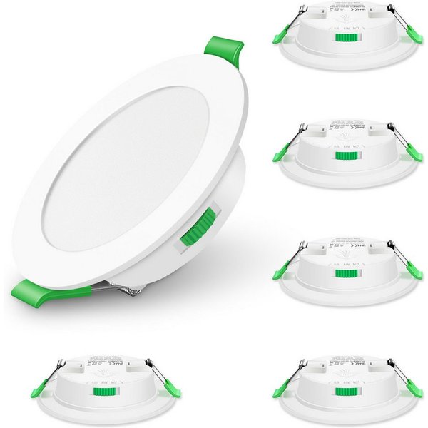 ALUSSO LED Einbaustrahler 6er-Set, Decken Leuchte, Flach Strahler für Bad, Wohnzimmer, 230V, 10W, 125-135 mm, Rund, Weiß
