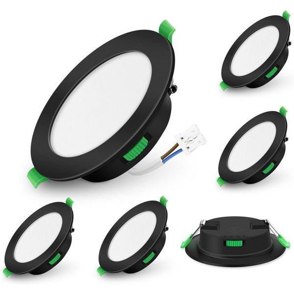 ALUSSO LED Einbaustrahler 6er-Set, Decken Leuchte, Flach Strahler für Bad, Wohnzimmer, 230V, 5W, 72-85 mm, Rund