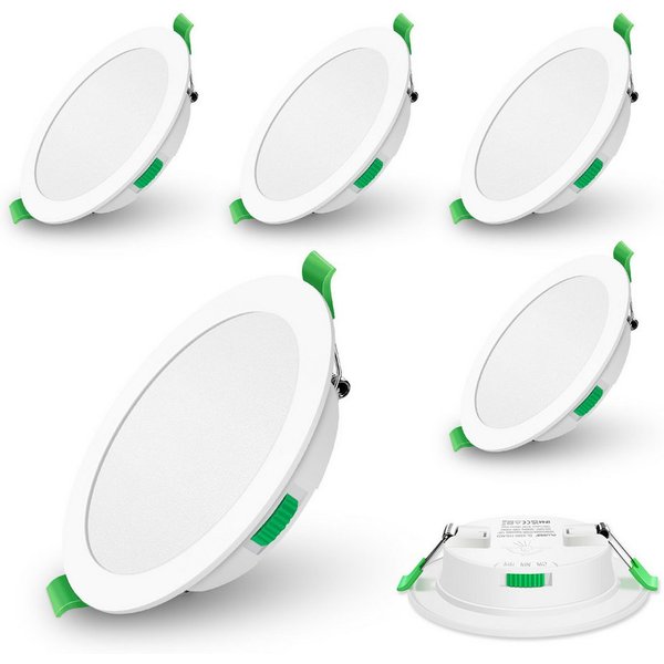 ALUSSO LED Einbaustrahler 6er-Set, Decken Leuchte, Flach Strahler für Bad, Wohnzimmer, 230V, 7W, 90-100 mm, Rund, Weiß