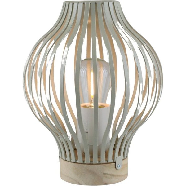 AM Design LED Dekolicht LED Laterne natur, bauchig, mit Timer, LED fest integriert, Warmweiß, Batteriebetrieb