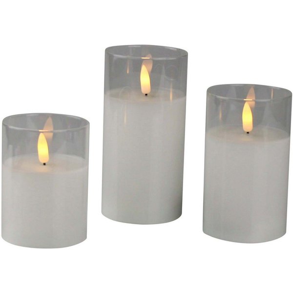 AM Design LED-Kerze, warmweiß, mit beweglicher LED-Flamme, weiß