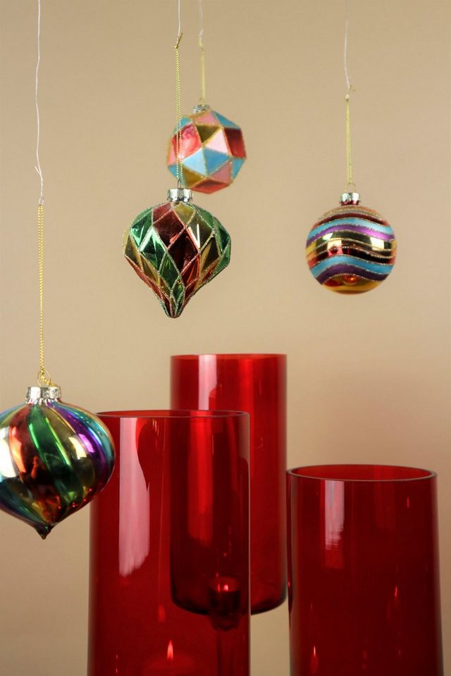 AM Design Weihnachtsbaumkugel Weihnachtsdeko, Christbaumschmuck, Christbaumkugeln aus Glas (12 St), handdekoriert und mundgeblasen – Bild 2 von 4