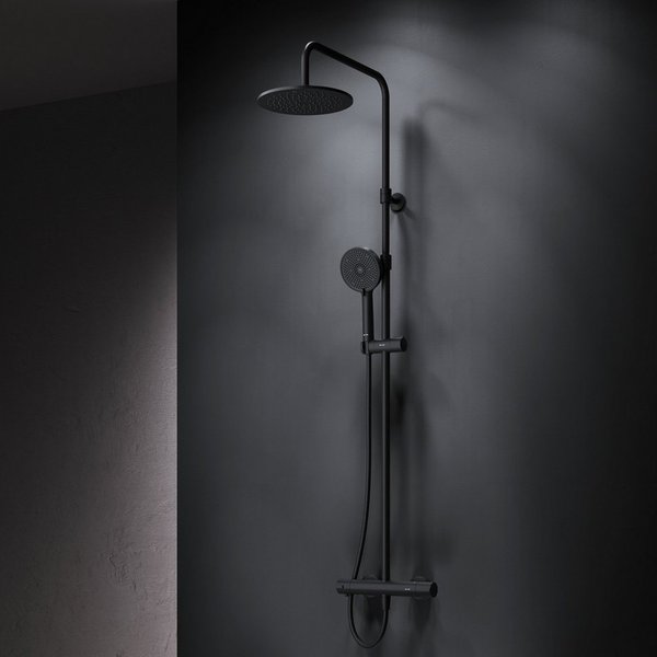 AM.PM Duschsystem PLAY mit Thermostat Ø 25 cm Regendusche & Handbrause Duscharmatur, Höhe 146 cm, 5 Strahlart(en), Brause Dusch-Komplettset mit Duschsäule, Air-