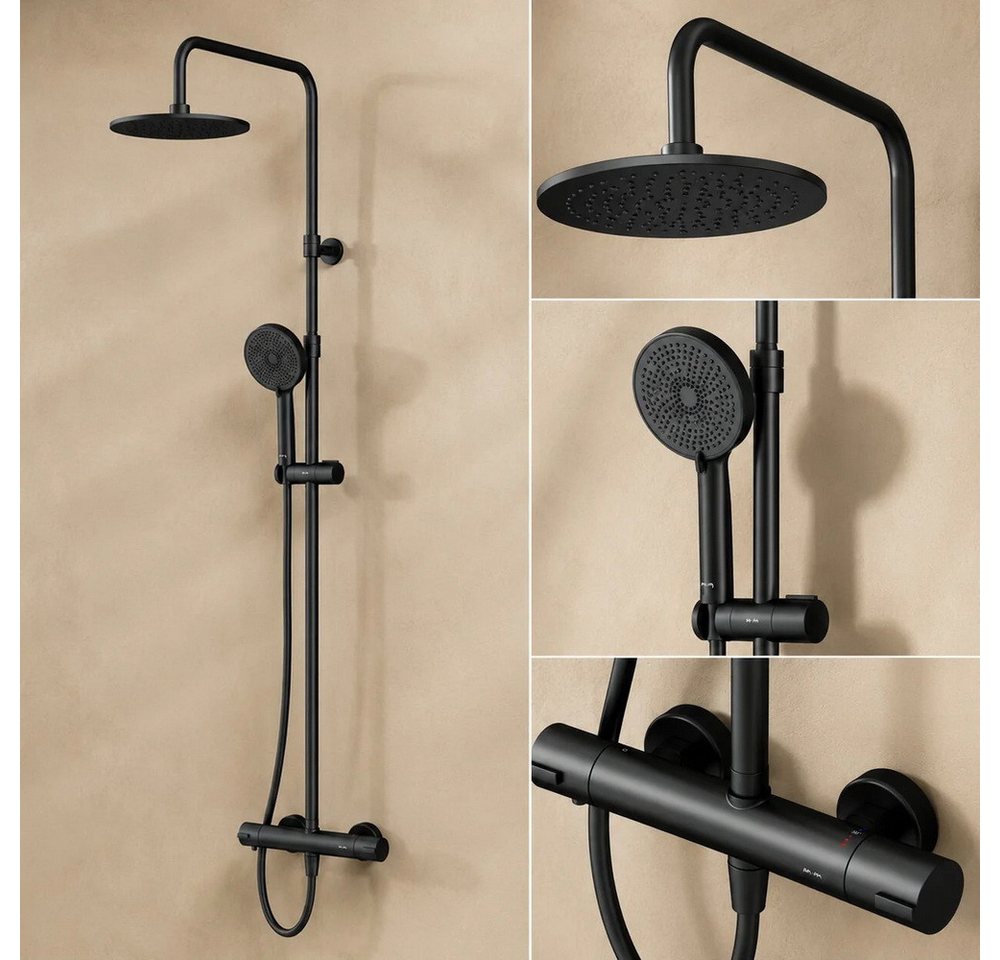 AM.PM Duschsystem PLAY mit Thermostat Ø 25 cm Regendusche & Handbrause Duscharmatur, Höhe 146 cm, 5 Strahlart(en), Brause Dusch-Komplettset mit Duschsäule, Air- – Bild 3 von 5