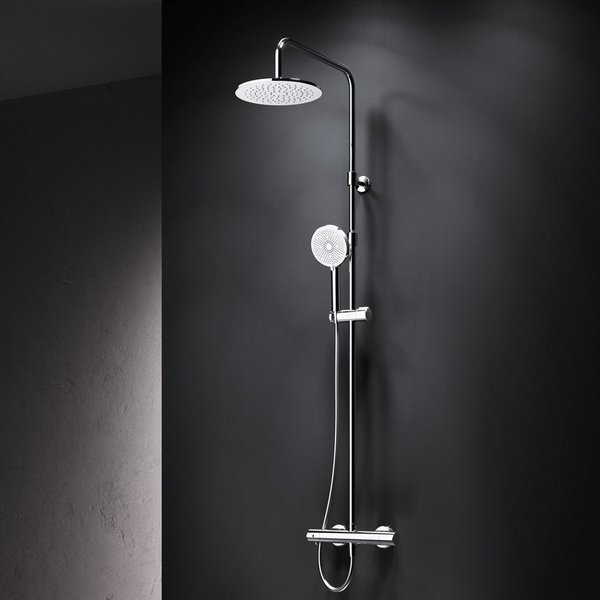 AM.PM Duschsystem PLAY mit Thermostat Ø 25 cm Regendusche & Handbrause Duscharmatur, Höhe 146 cm, 5 Strahlart(en), Brause Dusch-Komplettset mit Duschsäule, Air-