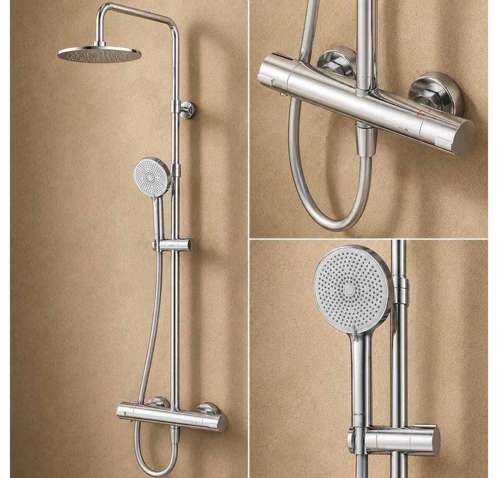 AM.PM Duschsystem PLAY mit Thermostat Ø 25 cm Regendusche & Handbrause Duscharmatur, Höhe 146 cm, 5 Strahlart(en), Brause Dusch-Komplettset mit Duschsäule, Air- – Bild 3 von 5