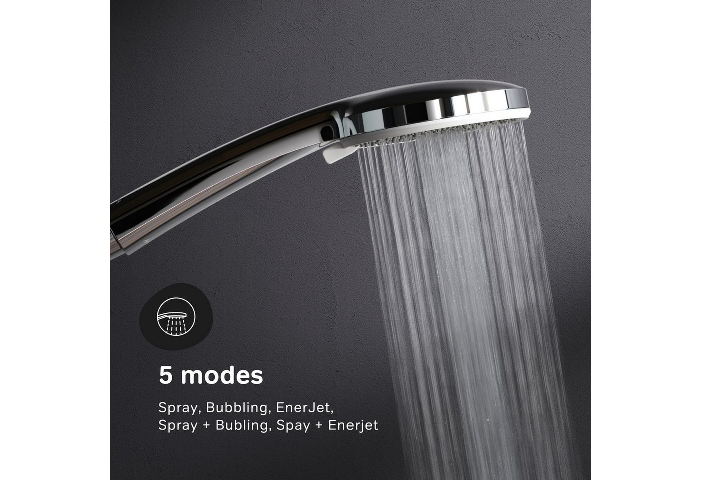 AM.PM Duschsystem PLAY mit Thermostat Ø 25 cm Regendusche & Handbrause Duscharmatur, Höhe 146 cm, 5 Strahlart(en), Brause Dusch-Komplettset mit Duschsäule, Air- – Bild 5 von 5