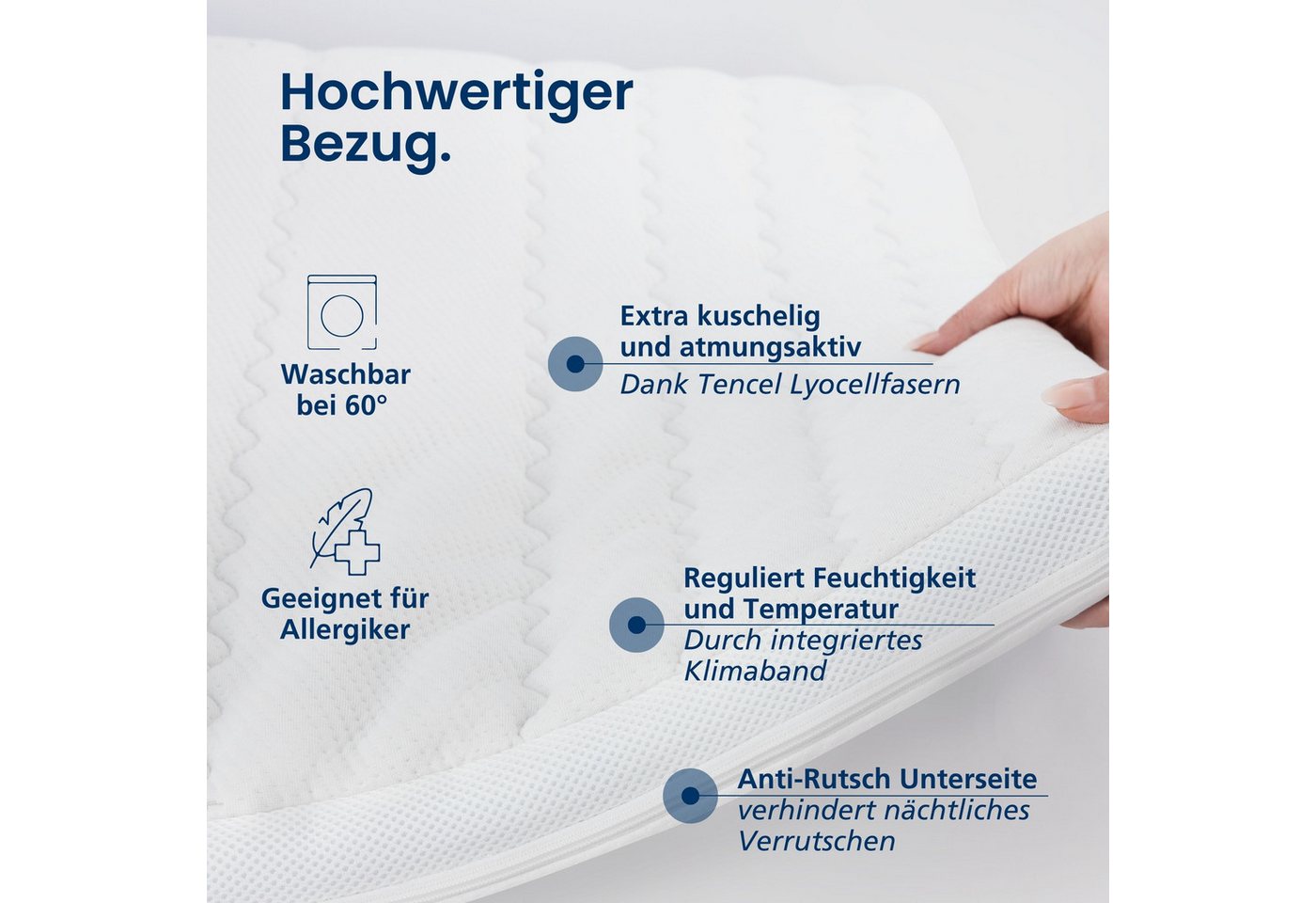 AM Qualitätsmatratzen, Topper Viscoschaum, Premium Visco-Topper, Memory Foam, Druckentlastend, 6 cm hoch, Viscoschaum (6cm), 80x200 cm – Bild 5 von 5
