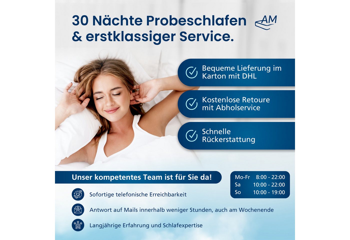 AM Qualitätsmatratzen, Topper Bezug, Komfort Topperbezug mit Reißverschluss, Bis 60° Waschbar, 6 cm hoch, Komfort, 80x200 cm – Bild 5 von 5