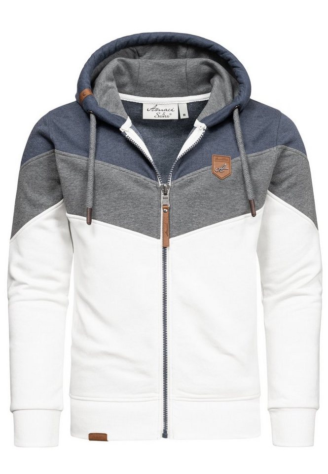 Amaci&Sons Kapuzenpullover ARDMORE Sweatjacke im Block-Design Herren Kapuzenpullover Pullover Hoodie Zipper Jacke – Bild 2 von 3