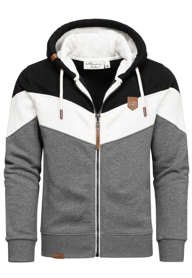 Amaci&Sons Kapuzenpullover ARDMORE Sweatjacke im Block-Design Herren Kapuzenpullover Pullover Hoodie Zipper Jacke – Bild 2 von 3
