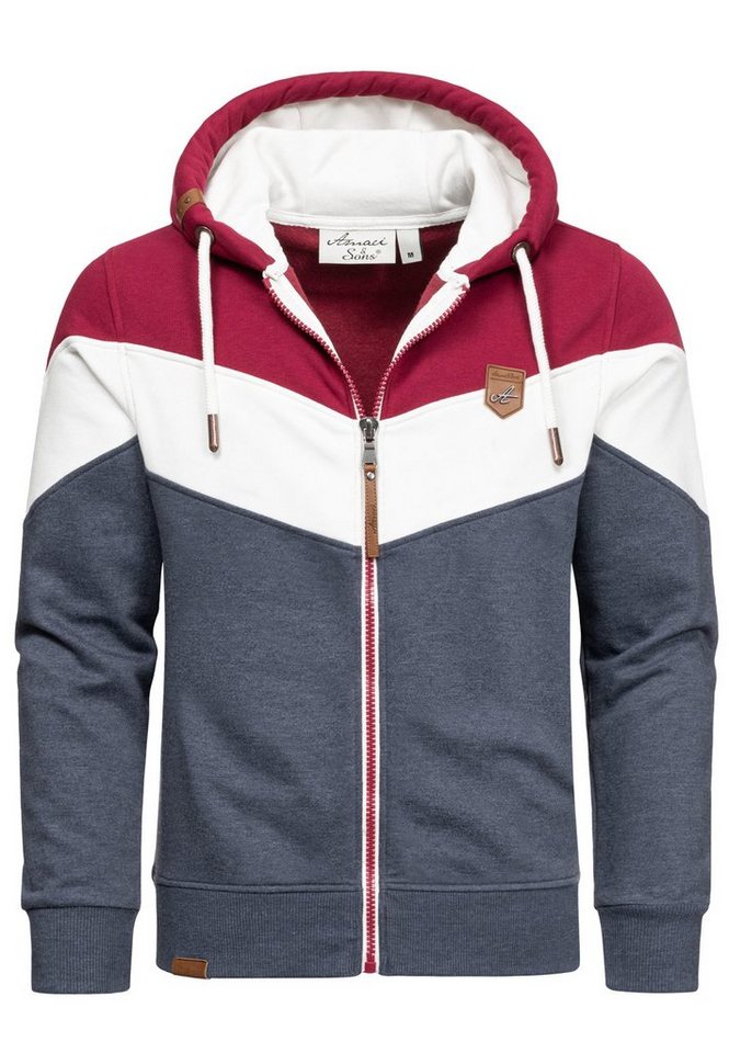 Amaci&Sons Kapuzenpullover ARDMORE Sweatjacke im Block-Design Herren Kapuzenpullover Pullover Hoodie Zipper Jacke – Bild 2 von 3