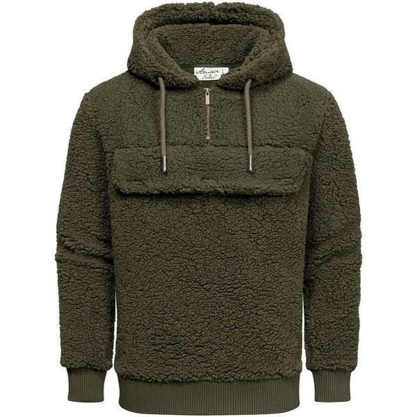 Amaci&Sons Kapuzenpullover RUXTON Windbreaker mit Teddyfell Herren Teddy Sweatjacke Plüsch Hoodie Pullover Windbreaker