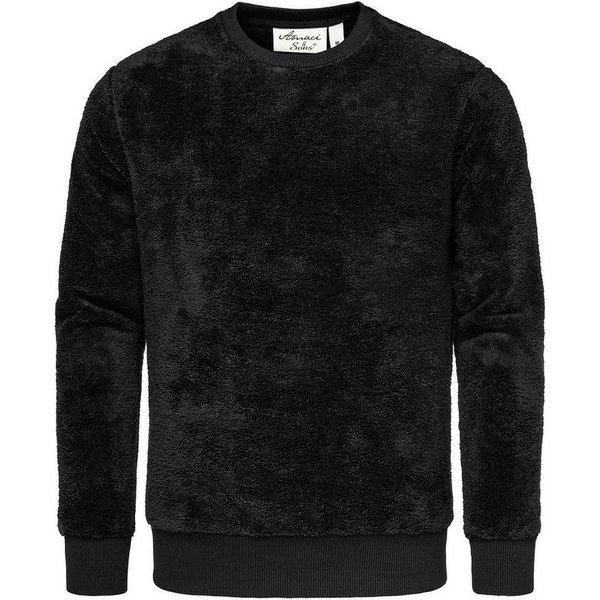 Amaci&Sons Sweatshirt LUDLOW Pullover mit Rundhalsausschnitt Herren Teddy Plüsch Pulli Sweatjacke Hoodie