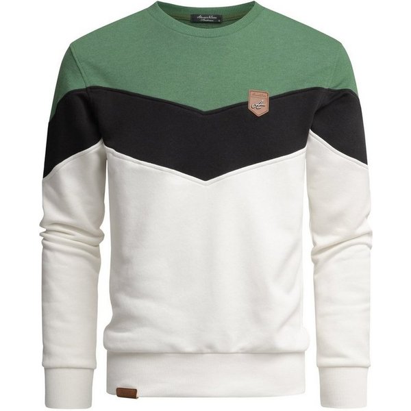 Amaci&Sons Sweatshirt PALMDALE Sweatshirt mit Rundhalsausschnitt Herren Basic Kontrast Sweatjacke Pullover Hoodie Sweatshirt