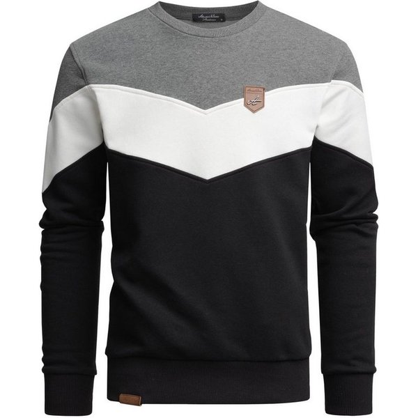 Amaci&Sons Sweatshirt PALMDALE Sweatshirt mit Rundhalsausschnitt Herren Basic Kontrast Sweatjacke Pullover Hoodie Sweatshirt