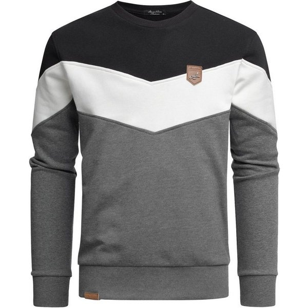 Amaci&Sons Sweatshirt PALMDALE Sweatshirt mit Rundhalsausschnitt Herren Basic Kontrast Sweatjacke Pullover Hoodie Sweatshirt