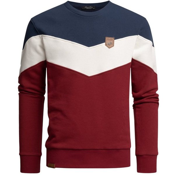 Amaci&Sons Sweatshirt PALMDALE Sweatshirt mit Rundhalsausschnitt Herren Basic Kontrast Sweatjacke Pullover Hoodie Sweatshirt