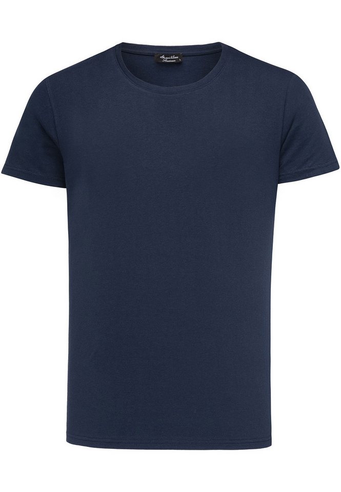 Amaci&Sons T-Shirt LANCASTER Basic T-Shirt mit Rundhalsausschnitt Herren Einfarbig Vintage Rundhalsausschnitt Basic Crew Neck Shirt – Bild 2 von 4