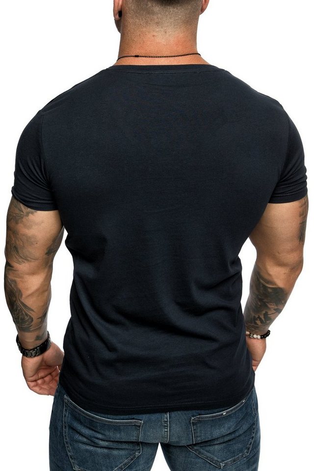Amaci&Sons T-Shirt PATERSON Basic Oversize T-Shirt mit V-Ausschnitt Herren Vintage Basic Shirt mit V-Ausschnitt und Brusttasche – Bild 4 von 5