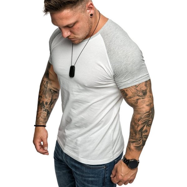 Amaci&Sons T-Shirt SALEM Basic Raglan T-Shirt mit Rundhalsausschnitt Herren Basic Raglan Shirt mit Rundhalsausschnitt