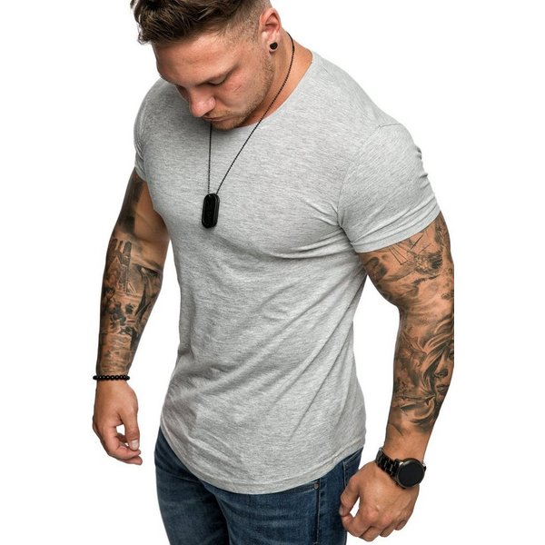 Amaci&Sons T-Shirt TACOMA Basic T-Shirt mit Rundhalsausschnitt Herren Einfarbig Vintage Rundhalsausschnitt Basic Crew Neck Shirt