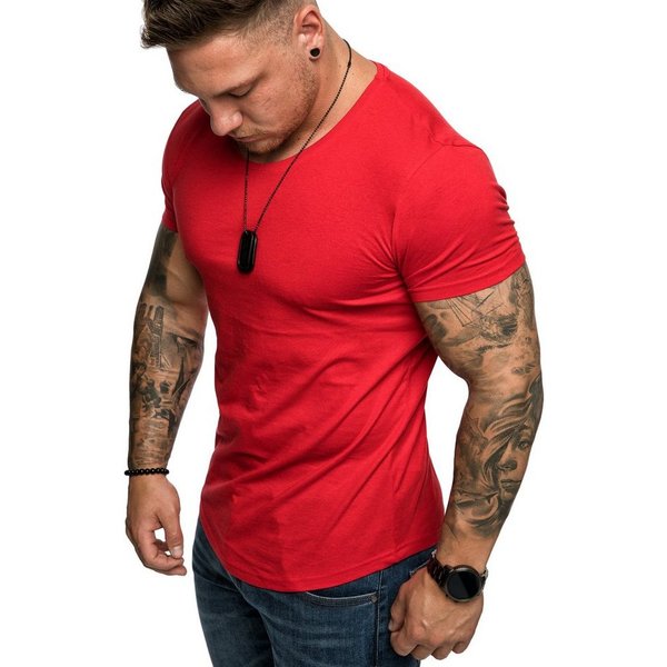 Amaci&Sons T-Shirt TACOMA Basic T-Shirt mit Rundhalsausschnitt Herren Einfarbig Vintage Rundhalsausschnitt Basic Crew Neck Shirt