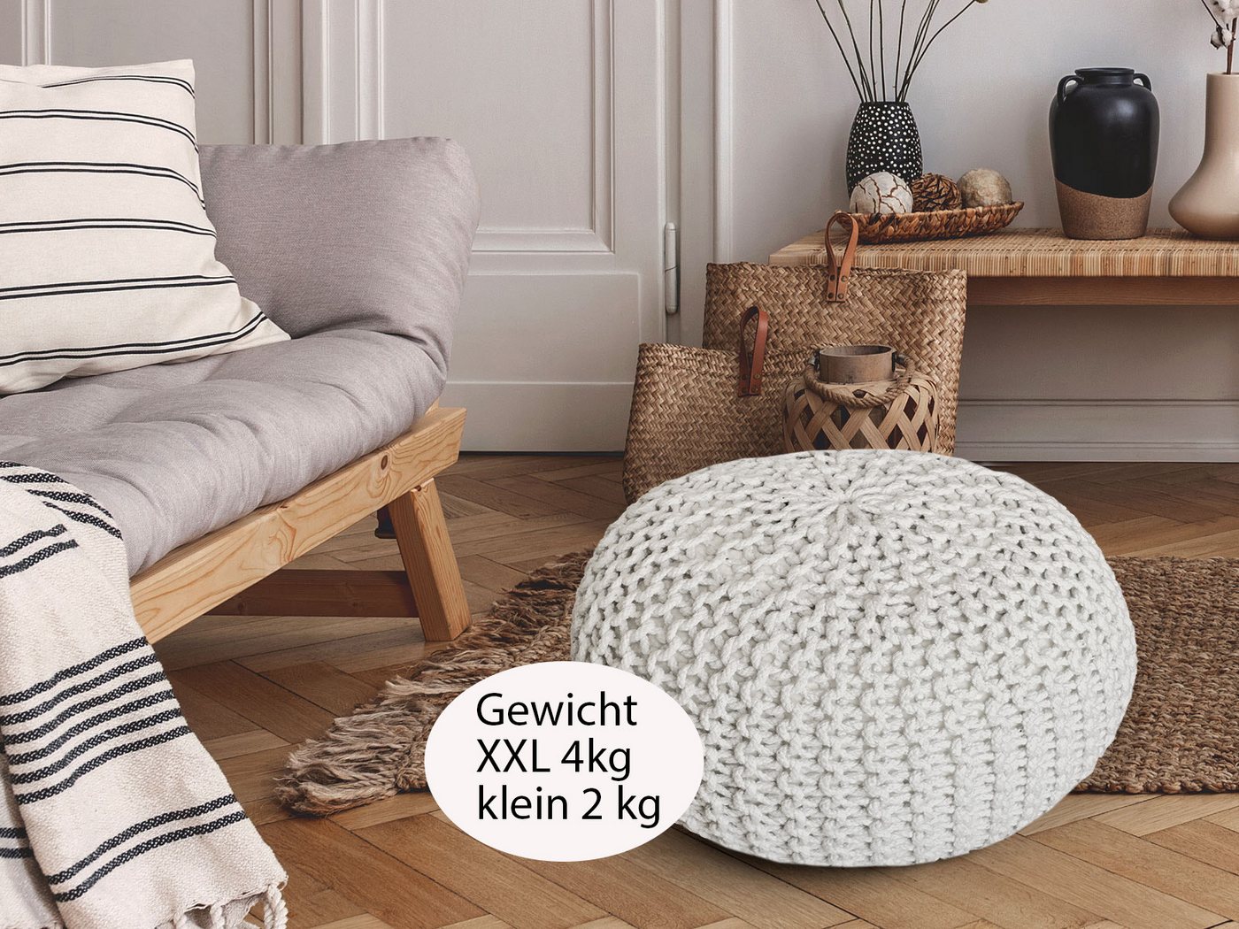 Amagohome Sitzhocker Sitzpouf Strickhocker Pouf Ø45 H30cm Bodenkissen Indoor Baumwolle recy – Bild 5 von 5