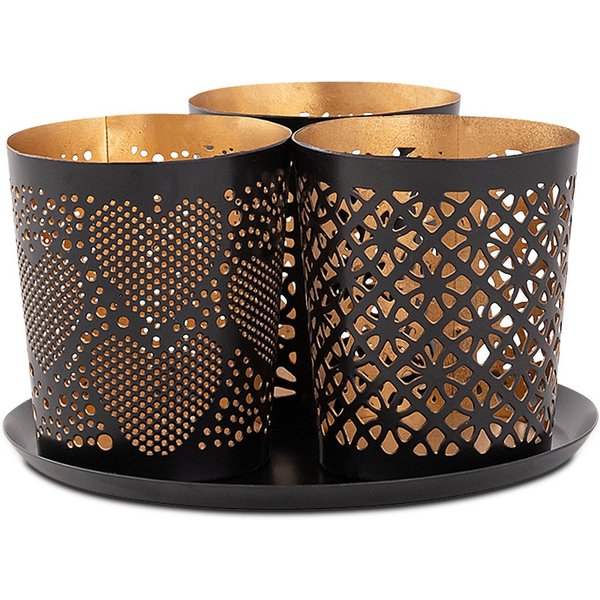 Amagohome Teelichthalter Kerzenständer Kerzenhalter Teelichthalter Metall schwarz gold