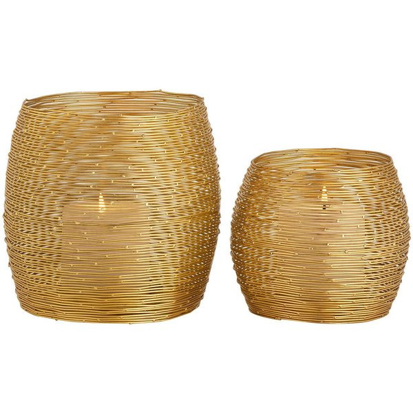 Amagohome Teelichthalter Kerzenständer Set 2-teilig Teelichthalter Windlichter Paris gold o. si (2 St)