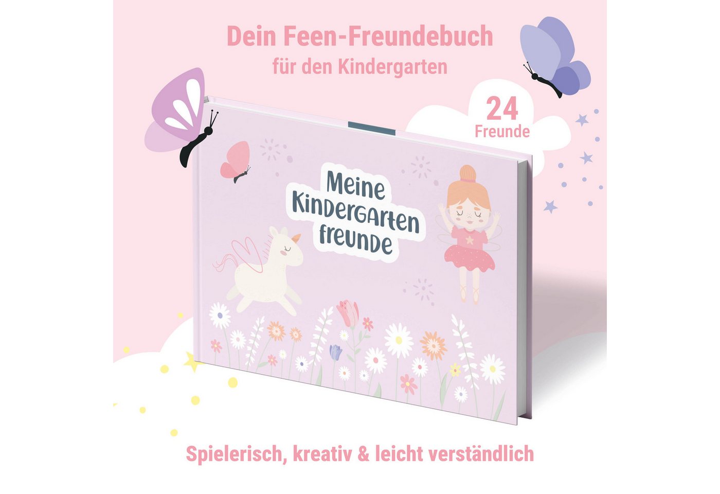 Amari Freundebuch Kindergartenfreunde Feen, Hardcover für Mädchen, Platz für 24 Freunde, Geschenk zum Kindergartenstart & Geburtstag ab 3 Jahren, Kita – Bild 3 von 5