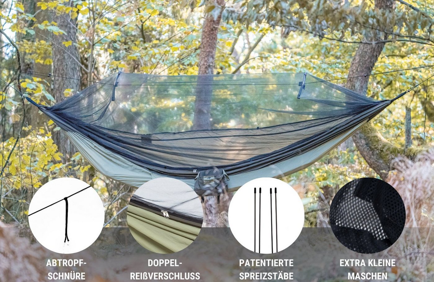 Amazonas Hängematte Moskito Traveller Thermo, Ultra Light Hängematte inkl. Moskitonetz und Isomattenfach – Bild 4 von 5