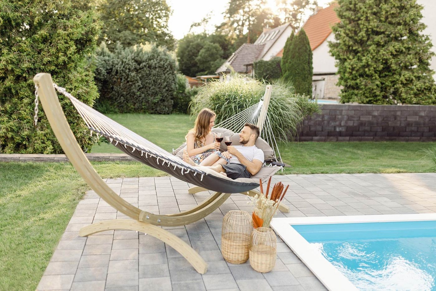 Amazonas Stabhängematte Luxushängematte Fat Hammock taupe – Bild 3 von 5
