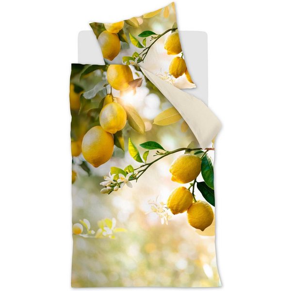 Ambiante Bettwäsche Lemontree, Renforcé, Zitronenbaum, gelb grün