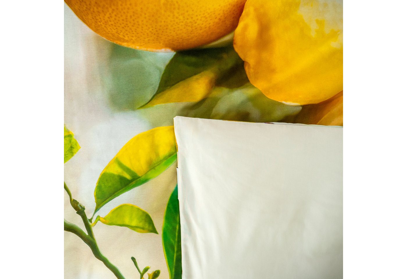 Ambiante Bettwäsche Lemontree, Renforcé, Zitronenbaum, gelb grün – Bild 5 von 5