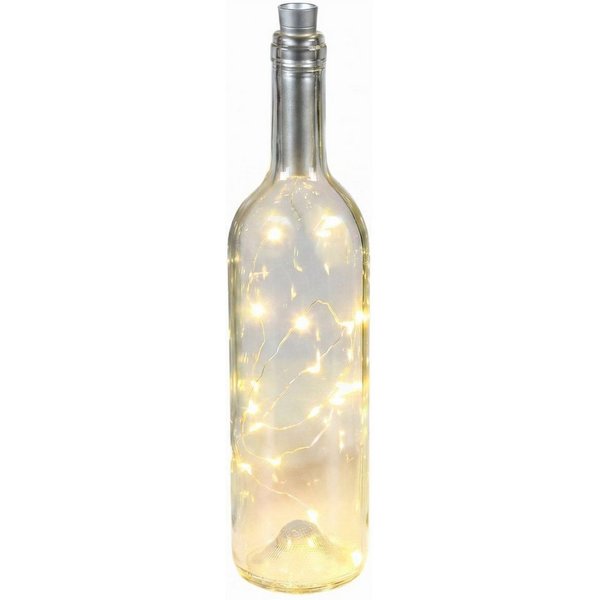 Ambiente Haus LED Außen-Tischleuchte Glasflasche mit LED-Licht 31cm, LED fest integriert, Warmweiß