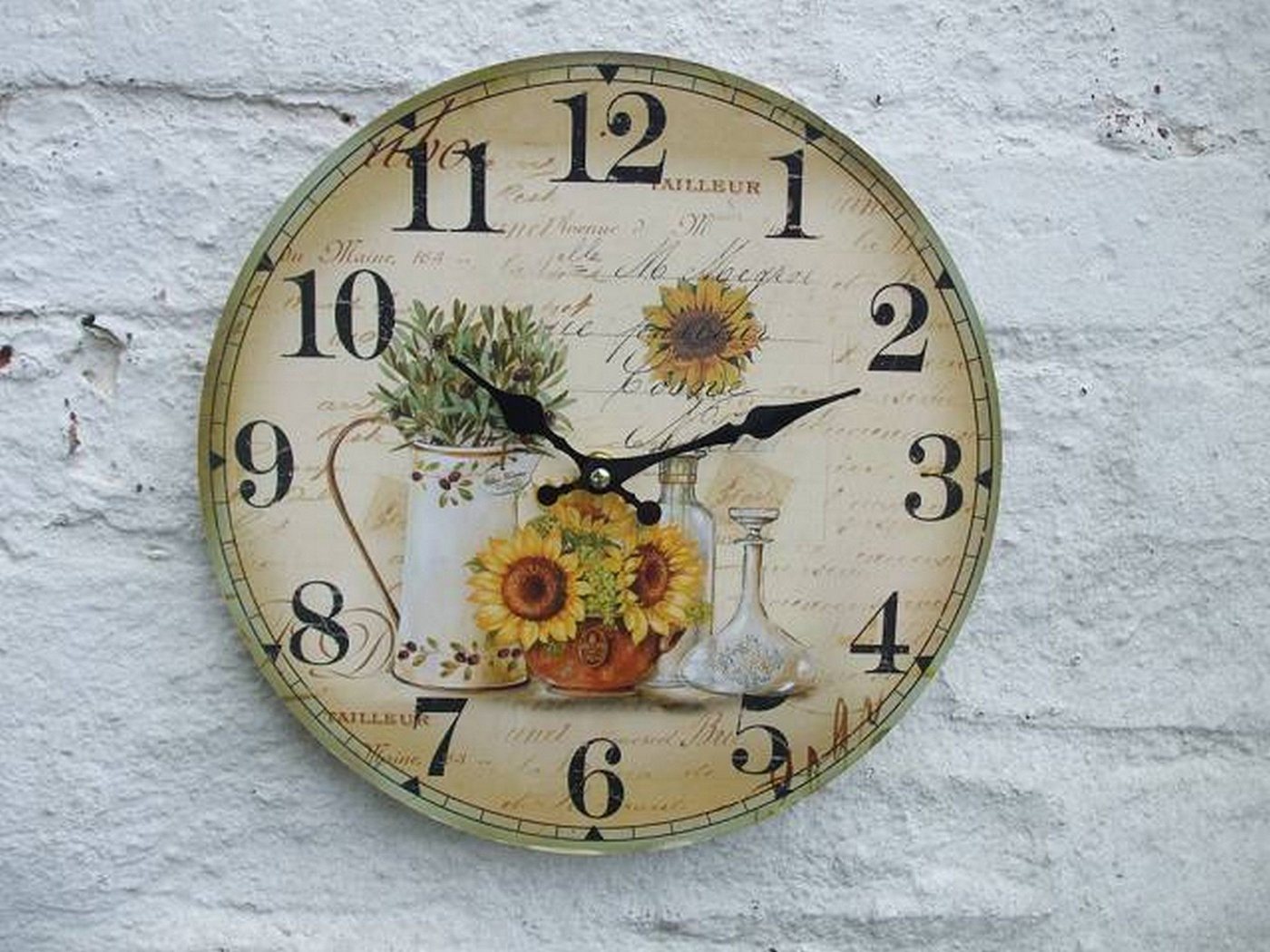 Ambiente Haus Wanduhr Wunderschöne, Wanduhr mit Sonnenblumen, 28 cm, Landhaus – Bild 2 von 2