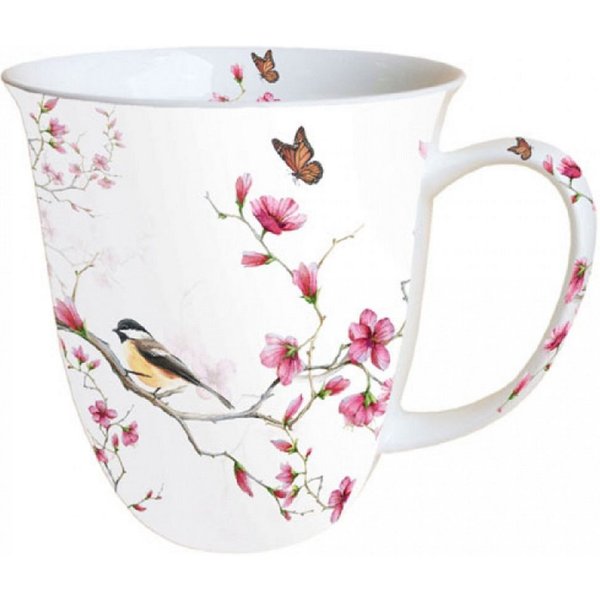 Ambiente Luxury Paper Products Becher Blumen, Frühling, Vogel, Sommer, Blossom, Mug, Winter Motiv, 1-tlg., Porzellan Vogel und Blüte, Frühling, Herbst, Kollekti