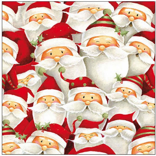 Ambiente Luxury Paper Products Papierserviette, Servietten Papier 33x33cm 3-lagig mit Weihnachtsmann Motiv 20 Stück