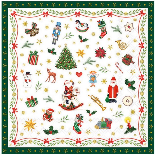 Ambiente Luxury Paper Products Papierserviette, Servietten Papier 33x33cm 3-lag. mit Weihnachtssymbolen Motiv 20 Stück