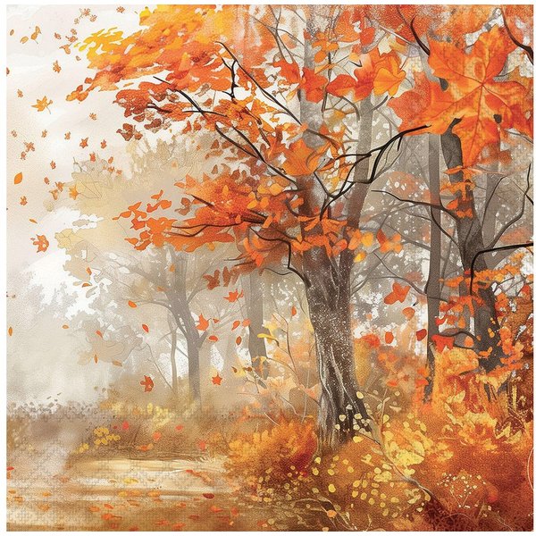 Ambiente Luxury Paper Products Papierserviette, Servietten Papier 33x33cm 3-lagig mit Herbstwald Motiv 20 Stück