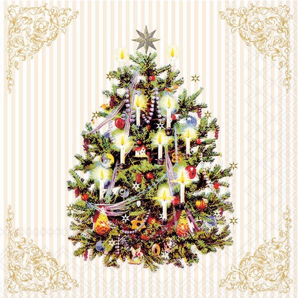 Ambiente Luxury Paper Products Papierserviette, Servietten Papier 33x33cm 3-lagig mit Weihnachtsbaum Motiv 20 Stück